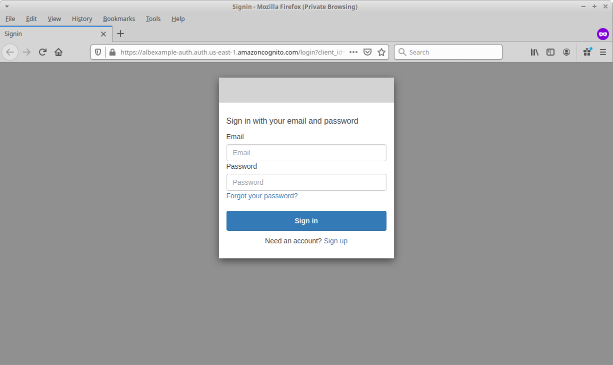 Cognito hosted UI, waiting for input